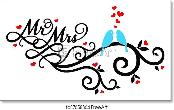 560x355 Free Art Print Of Mr And Mrs Wedding Birds, Vector Mr And Mrs