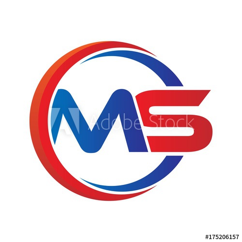 500x500 Ms Logo Vector Modern Initial Swoosh Circle Blue And Red