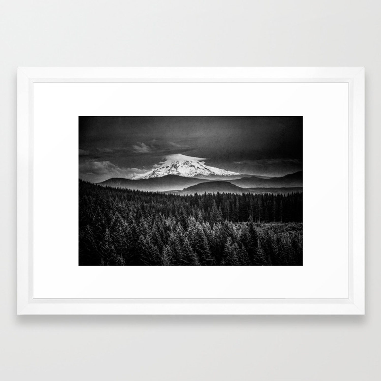 Mt Hood Black And White Mountain Framed Art Print 1500x1500 Mt Hood Black And White Mountain Framed Art Print