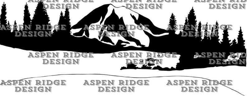 794x309 Mt Rainier Hand Drawn Graphic Clip Art Wilderness Vector Etsy