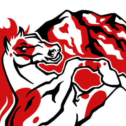 432x432 Pinto Horse With Mt Rainier Vector