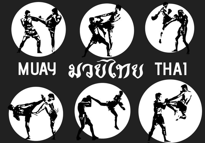 Muay Thai Silhouette Vectors 700x490 Muay Thai Silhouette Vectors