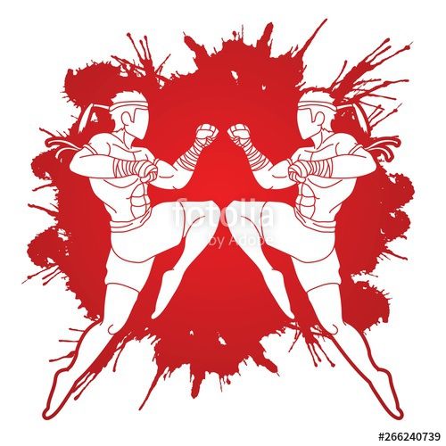 Muay Thai Action Thai Boxing Jumping To Attack Cartoon Graphic 500x500 Muay Thai Action Thai Boxing Jumping To Attack Cartoon Graphic