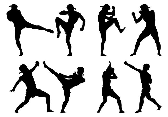 Silhouette Muay Thai Pose Vector Collection 700x490 Silhouette Muay Thai Pose Vector Collection