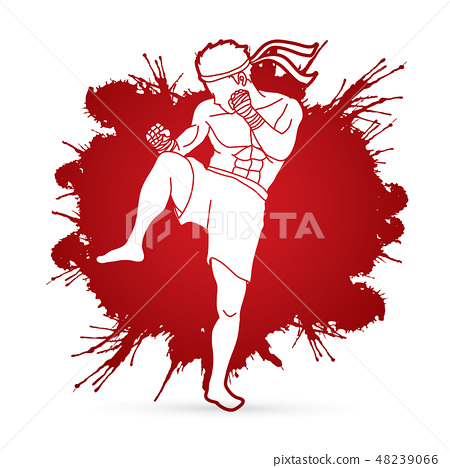 Muay Th Thai Boxing Action Graphic Vector 450x468 Muay Th Thai Boxing Action Graphic Vector