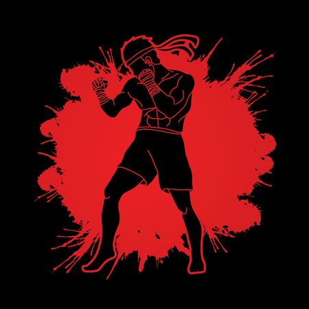 Muay Th Thai Boxing Standing Ready To Fight Action Designed 450x450 Muay Th Thai Boxing Standing Ready To Fight Action Designed