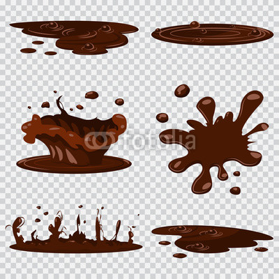 400x400 Puddle Mud Vector Cartoon Set Isolated On Transparent Background
