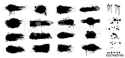 500x231 Ink Splashes Black Inked Splatter Dirt Stain Splattered Spray