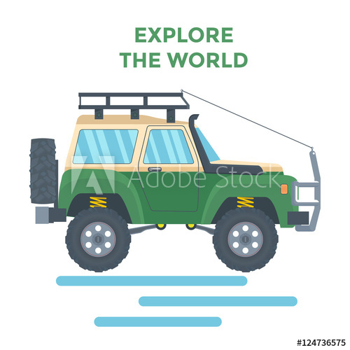 500x500 Offroad Vehicle With Mud Tire And Roof Rack Vector