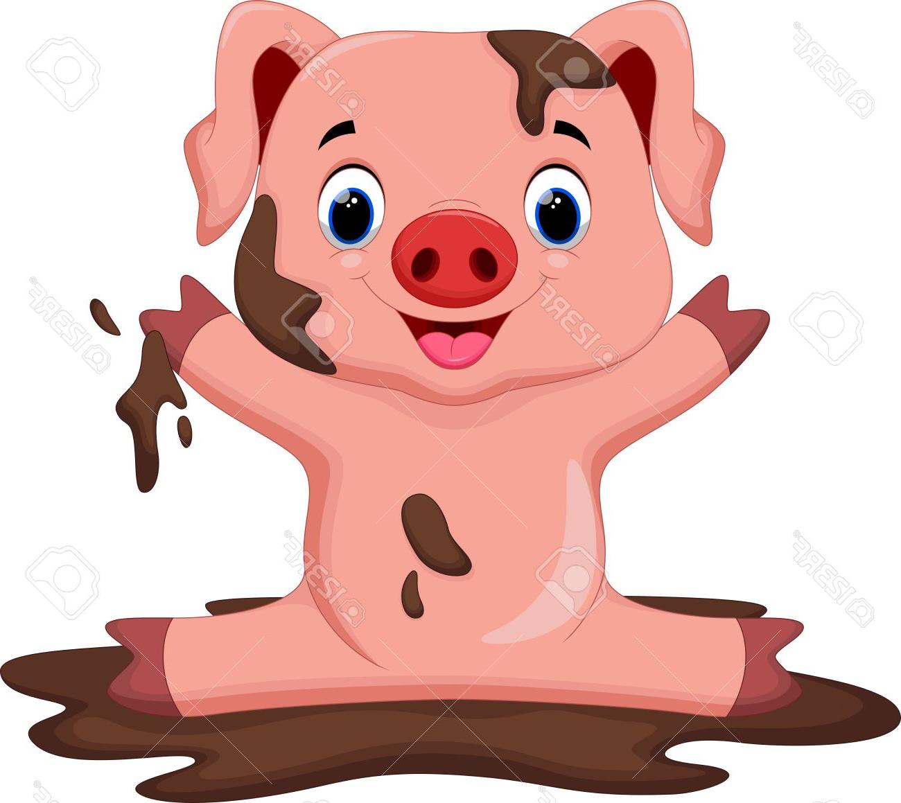1300x1159 Hd Cute Cartoon Pigs In Mud Vector Image Vector Images Design