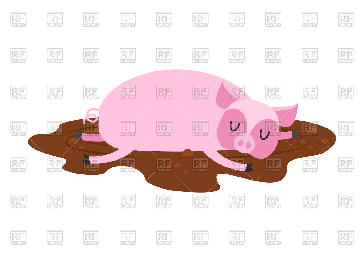 1200x865 Sleeping Pig In Mud Vector Image Of Plants And Animals