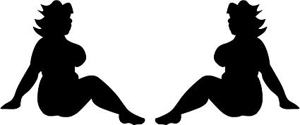 425x177 Two Fat Mudflap Girl Decals Home Kitchen