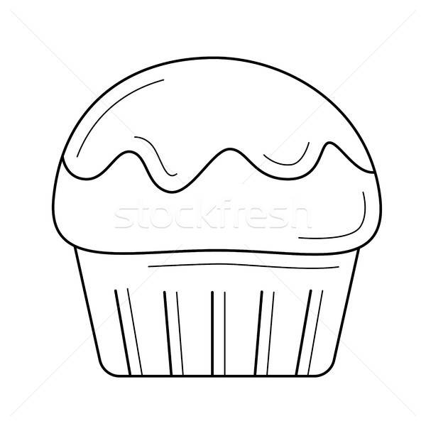 600x600 Muffin Vector Line Icon Vector Illustration Andrei Krauchuk