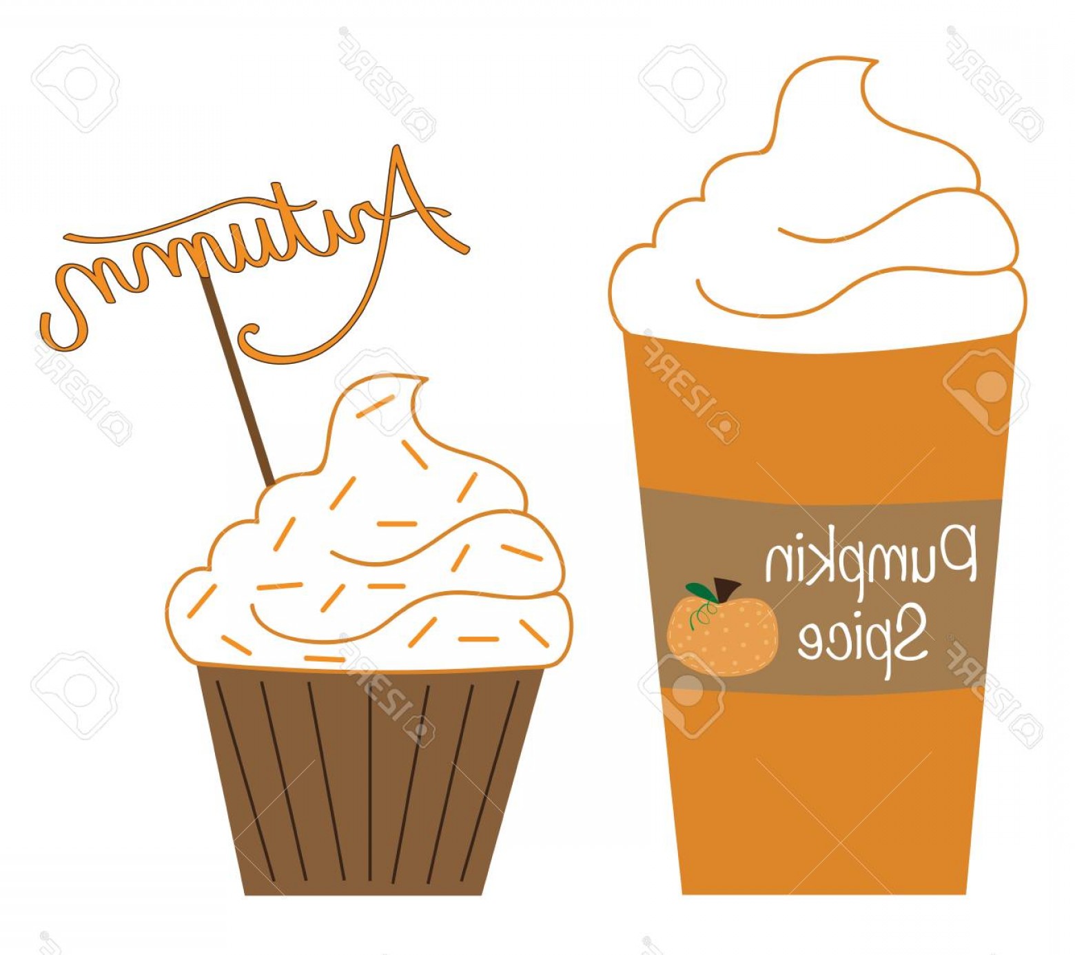 1560x1386 Photostock Vector Pumpkin Spice Latte And Muffin Vector Cqrecords