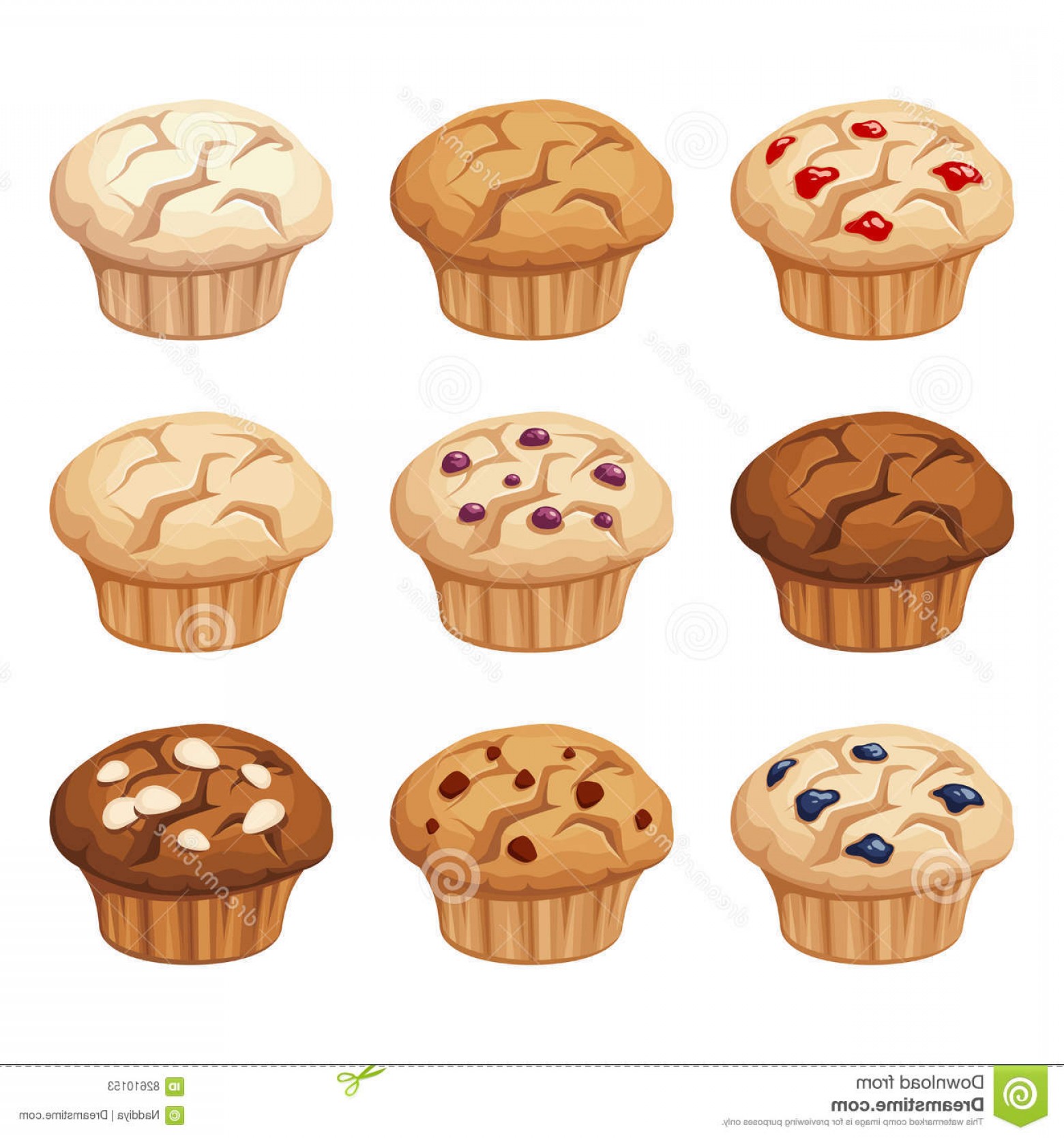 1560x1668 Stock Illustration Set Various Muffins Vector Illustration