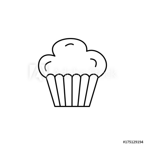 500x500 Cupcake, Muffin Vector Line Icon, Sign, Illustration On White