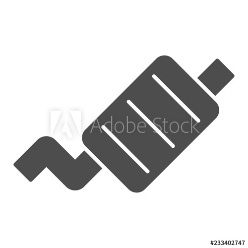 500x500 Exhaust Pipe Solid Icon Car Muffler Vector Illustration Isolated