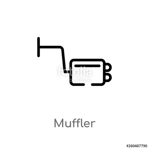 500x500 Outline Muffler Vector Icon Isolated Black Simple Line Element