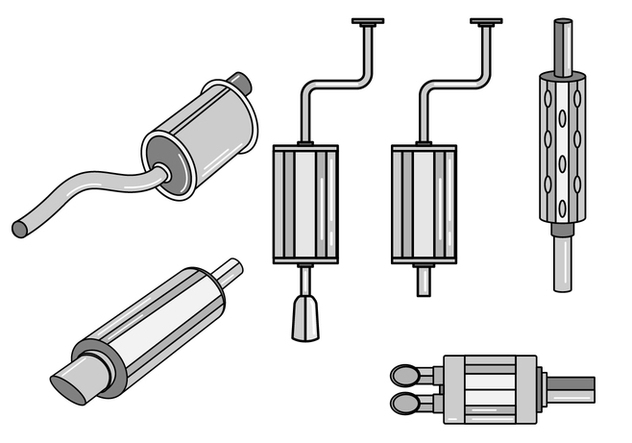 632x443 Car Muffler Vector Set Free Vector Download Cannypic