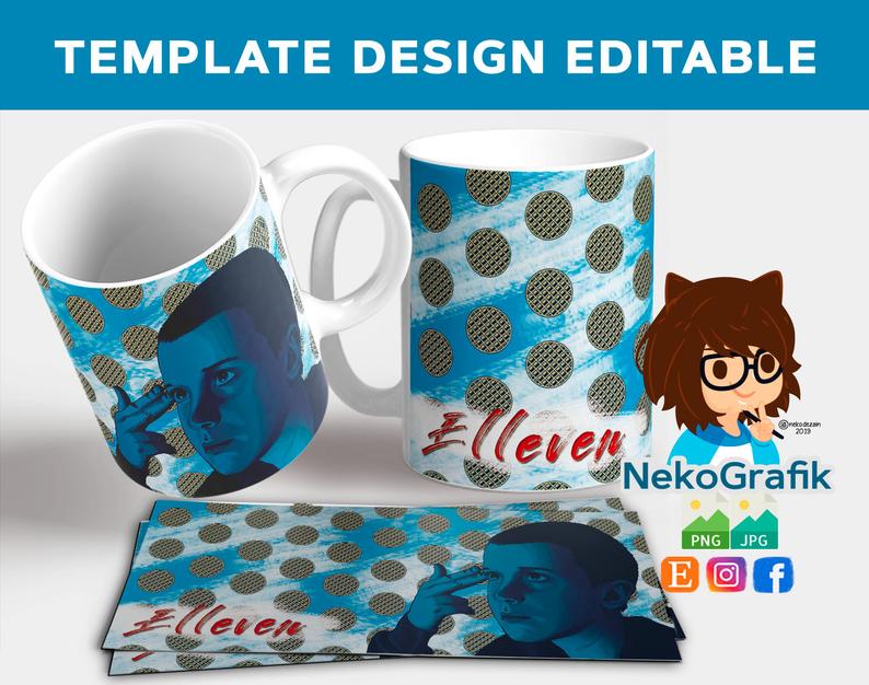 794x626 Editable Mug Template Blue Vector Illustration Superpowerful Etsy