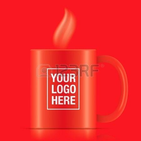450x450 Red Vector Coffee Mug Template Isolated On A Background Steam