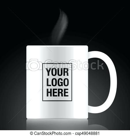 450x470 White Vector Coffee Mug Template Isolated On A Black Background