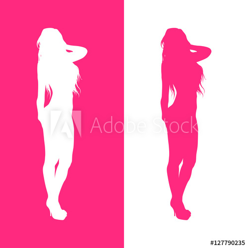 500x500 Icono Plano Silueta Mujer Sexy Rosa Y Blanco