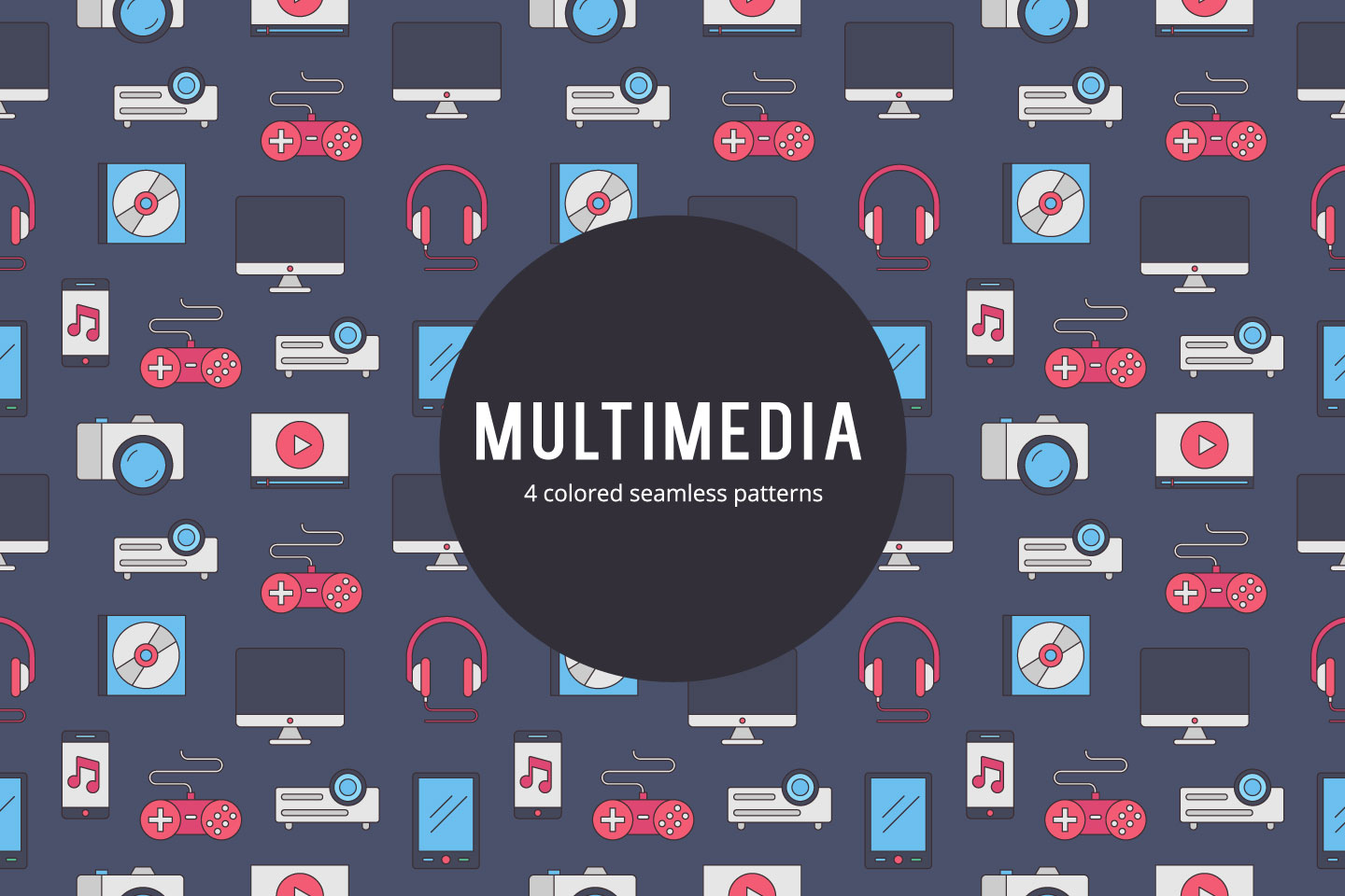 Multimedia Vector Free Seamless Pattern 1440x960 Multimedia Vector Free Seamless Pattern
