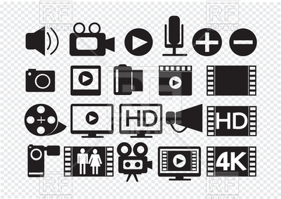 Video And Movie Multimedia Icons Vector Image Of Signs, Symbols 400x283 Video And Movie Multimedia Icons Vector Image Of Signs, Symbols