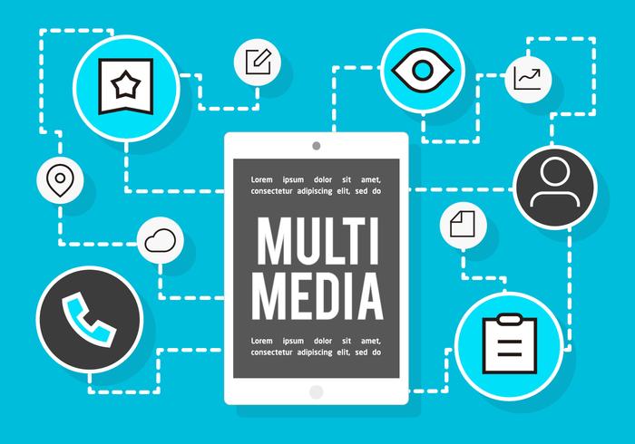 Free Multimedia Icons Vector Background 700x490 Free Multimedia Icons Vector Background