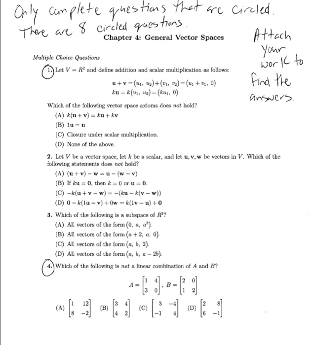 Vector Space Questions And Answers