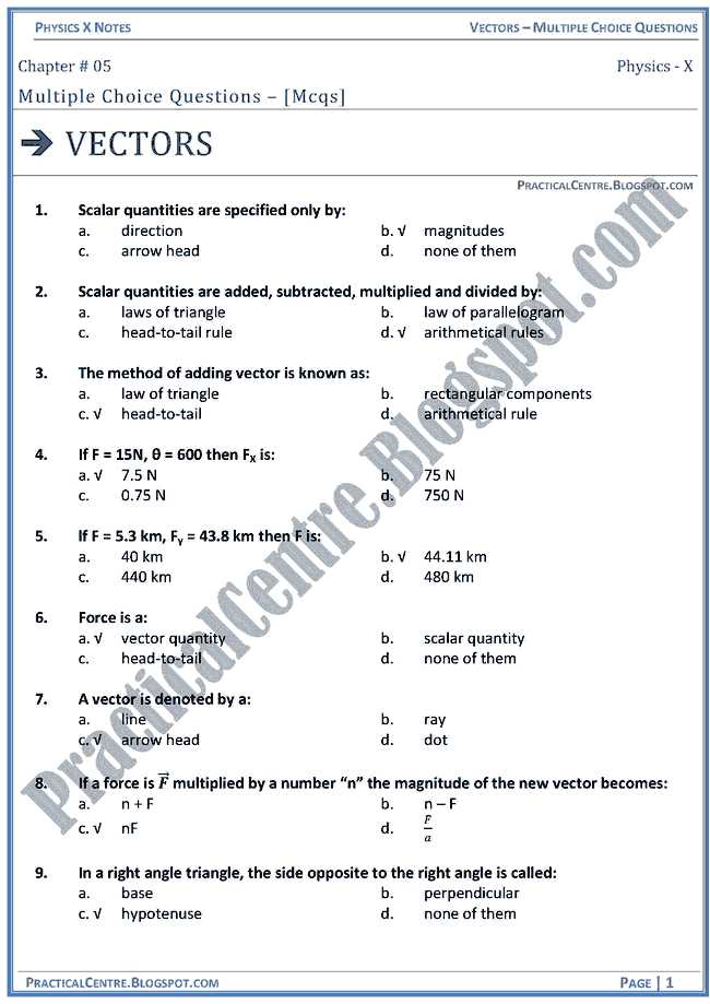Multiple Choice Questions On Vector at Vectorified.com | Collection of