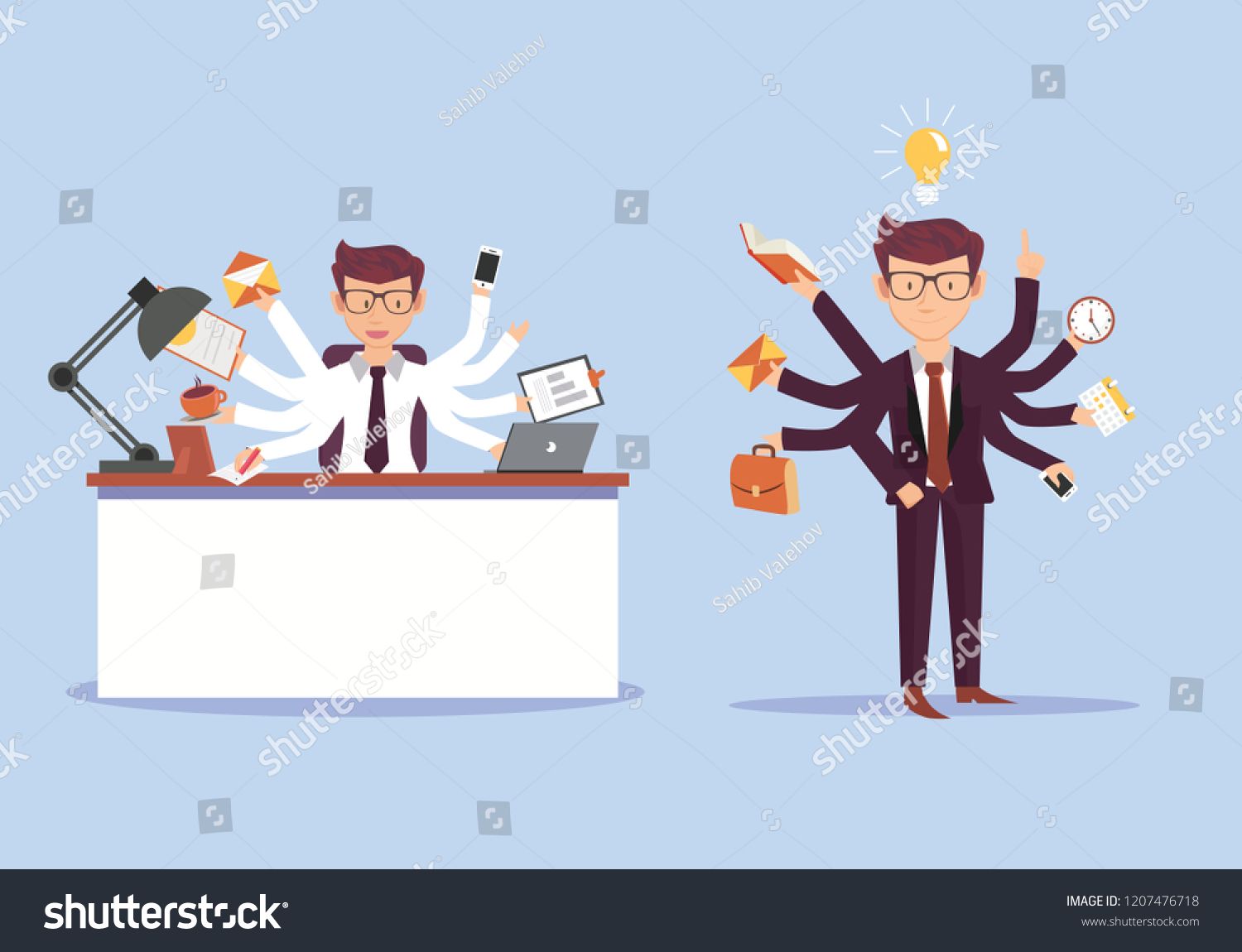 1500x1150 Multitasking Business Man Vector Illustration Business