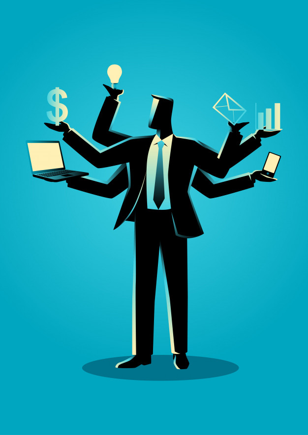 626x885 Business Concept Illustration For Multitasking Vector Premium