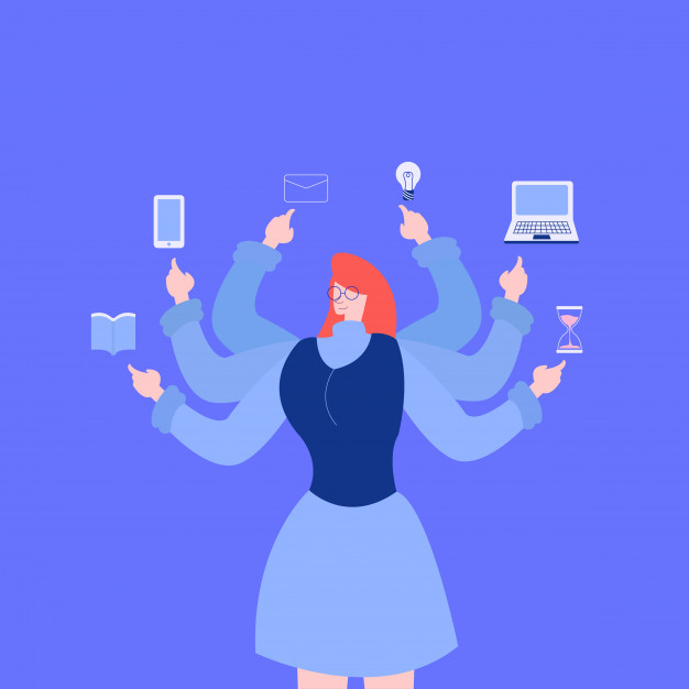 626x626 Smart Woman Worker Multitasking Vector Premium Download