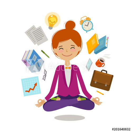 500x500 Businesswoman Sitting In Lotus Pose Business, Multitasking