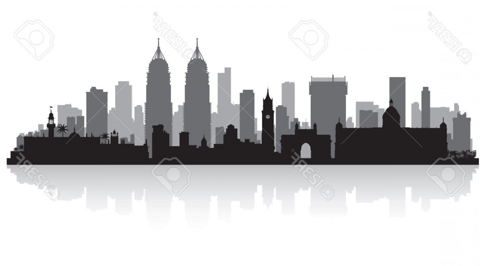 1560x856 Photomumbai India City Skyline Vector Silhouette Illustration