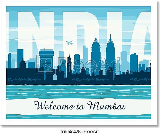 560x470 Free Art Print Of Mumbai India City Skyline Vector Silhouette