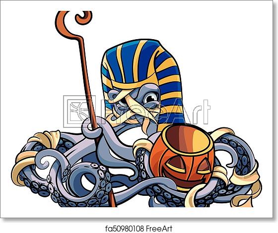 560x470 Free Art Print Of Octopus The Mummy Vector Colourful Illustration