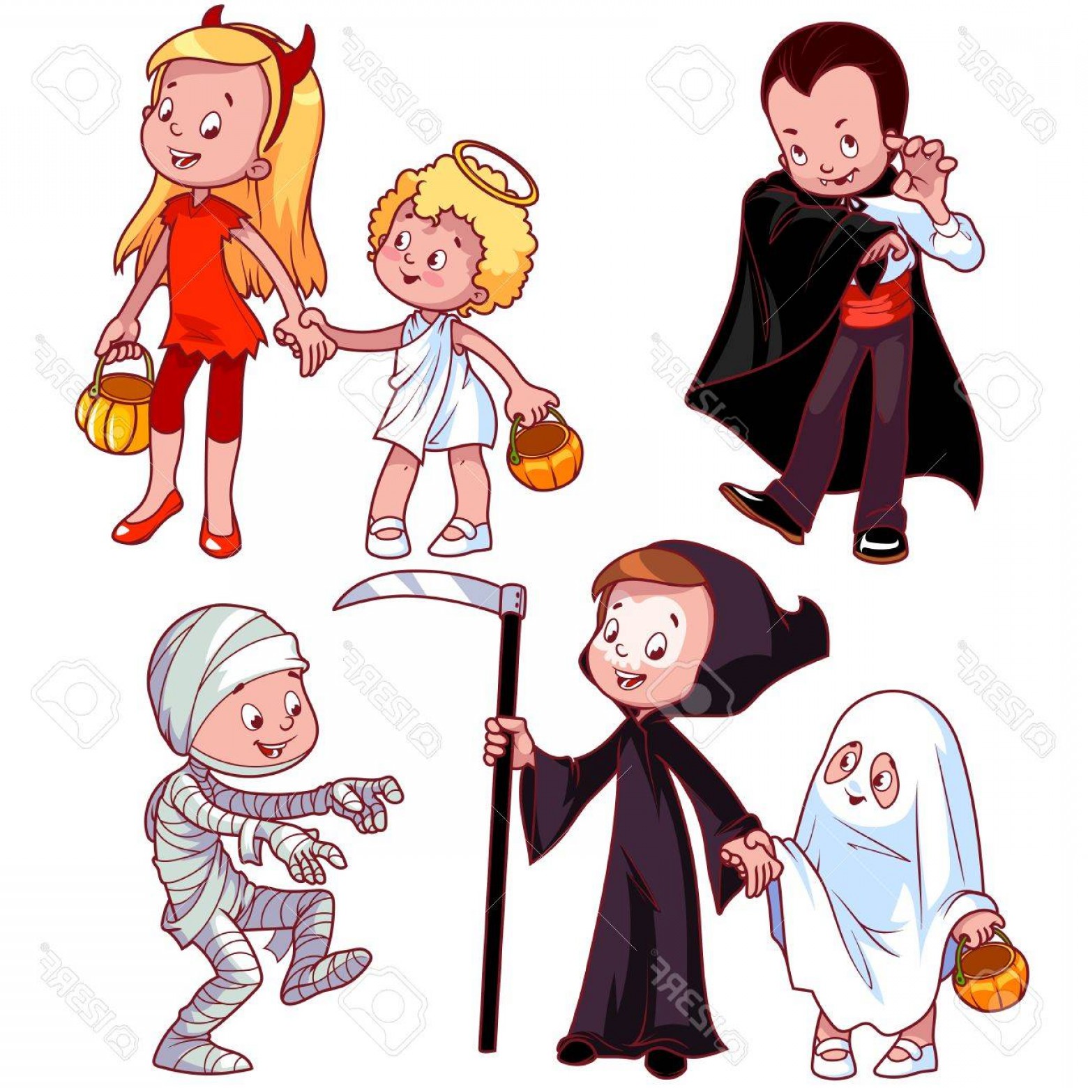 1560x1560 Photostock Vector Children In Various Costumes For Halloween
