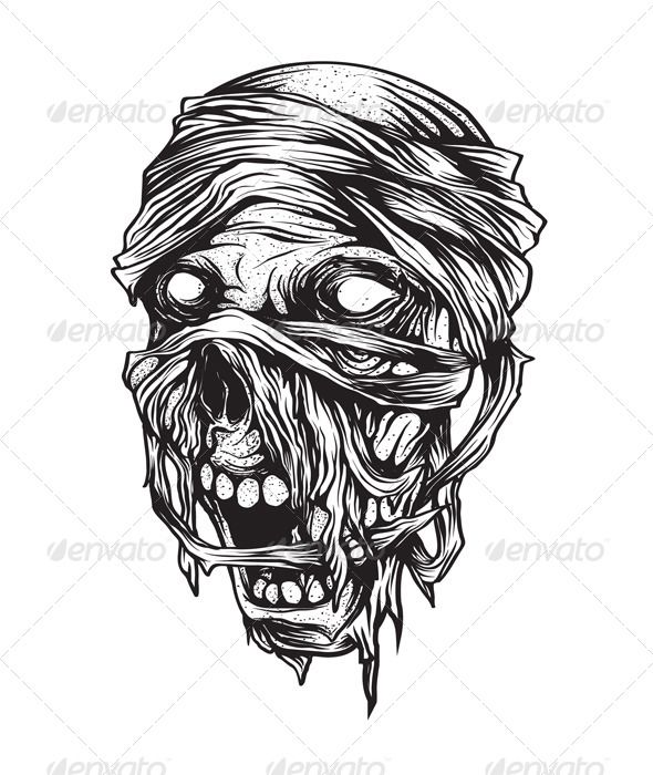 590x700 Vector Illustration Of Mummy Head Typography Design