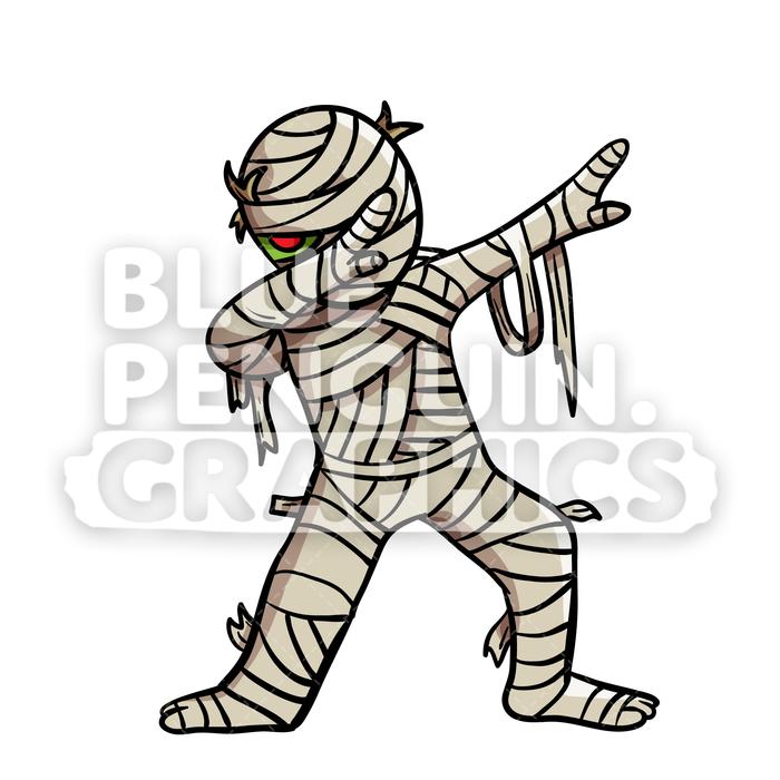 700x700 Dabbing Egyptian Mummy Vector Cartoon Clipart Illustration Blue