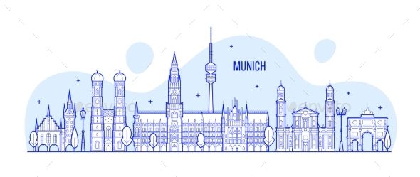 590x249 Munich Skyline, Germany This Illustration Represents The City