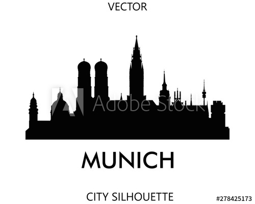 500x400 Munich Skyline Silhouette Vector Of Famous Places
