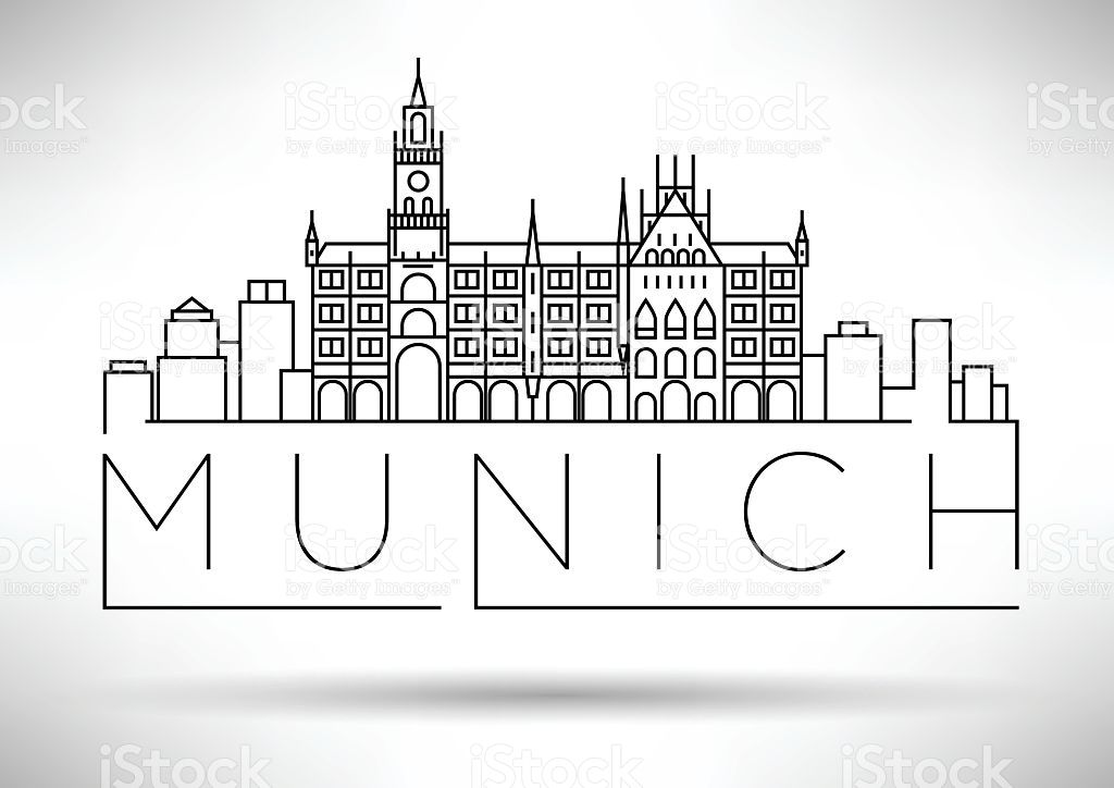 1024x724 Minimal Munich City Linear Skyline With Typographic Design Vector