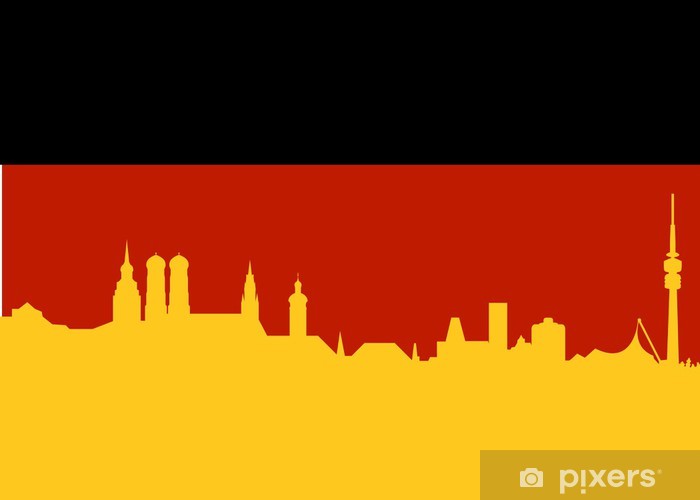 700x500 Munchen Munich Vector Skyline Und Flagge Wall Mural