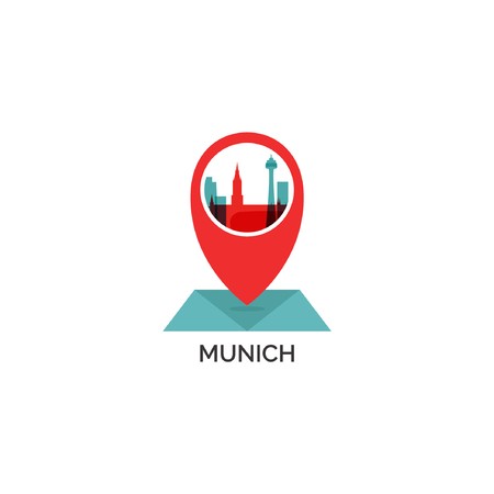 450x450 Germany Munich Map City Pin Point Geolocation Modern Skyline Shape