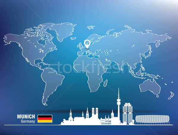 600x455 Map Pin With Munich Skyline Vector Illustration Ojal