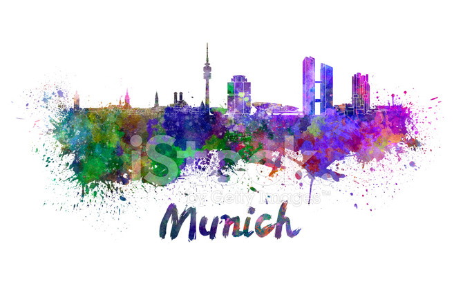 670x440 Munich Skyline In Watercolor Stock Vector