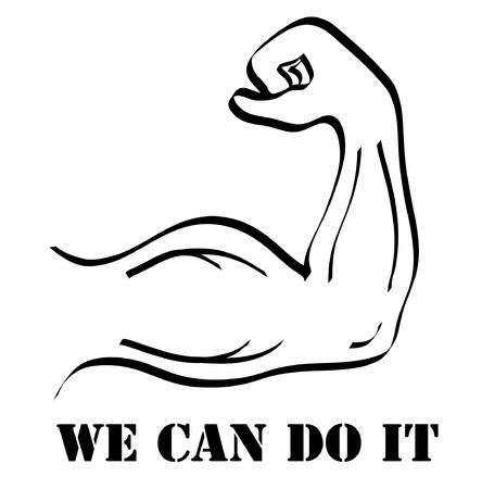 Strong Power, Muscle Arm And Words We Can Do It, Hand Draw Scretch 444x450 Strong Power, Muscle Arm And Words We Can Do It, Hand Draw Scretch